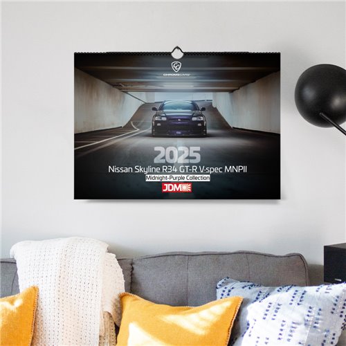 ChromeCars® Wandkalender - Nissan Skyline R34 GT-R V-spec MNPII - 2025 (DIN A2)